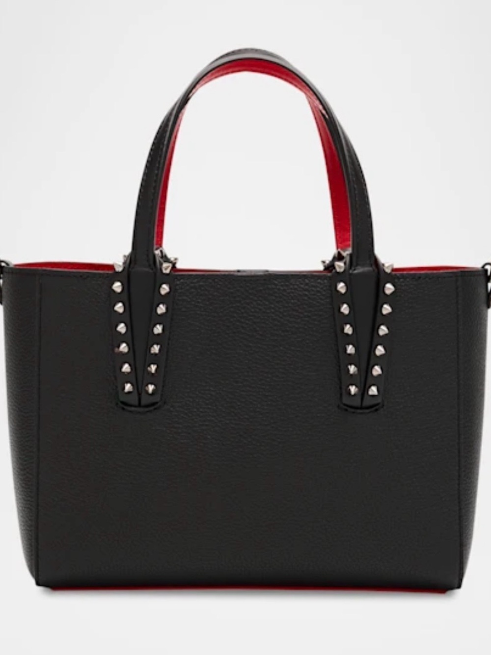 Christian Louboutin Black Leather Tote with Red Trim and Silver Studs